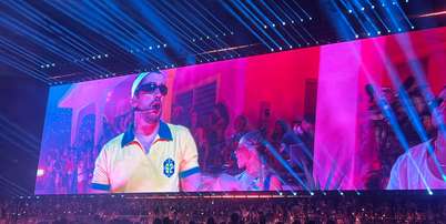 Bad Bunny vestiu camisa da sele&ccedil;&atilde;o em primeiro show no Brasil Foto: Maria Luiza Valeriano/Terra