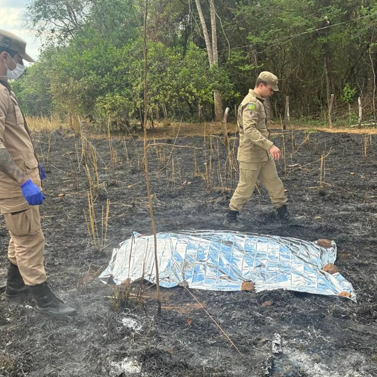 Corpo carbonizado é encontrado em área de pasto no interior de Goiás