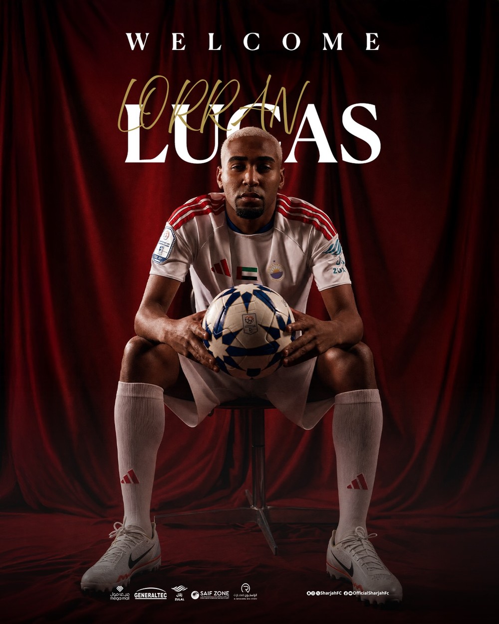 Lorran, ex-Flamengo, é anunciado pelo Sharjah — Foto: Divulgação