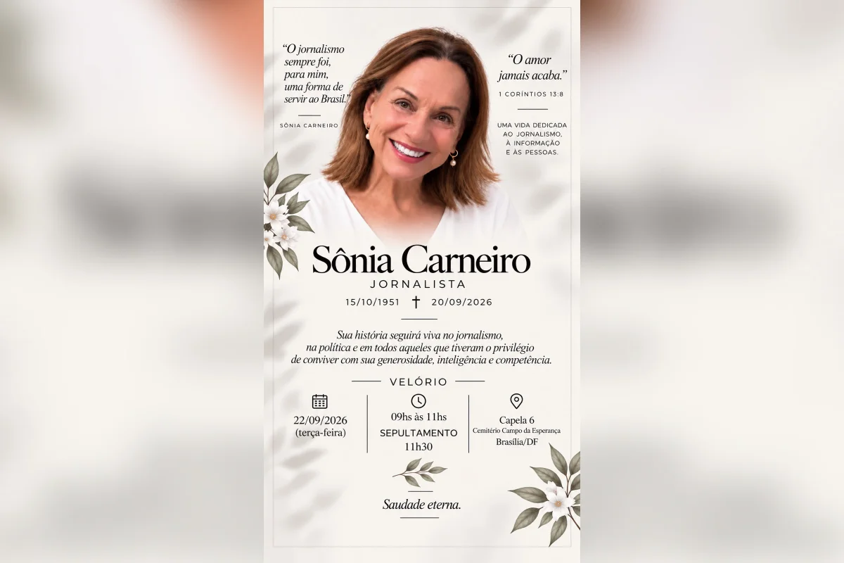 Jornalista Sônia Carneiro será enterrada nesta terça-feira (22/9) no DF