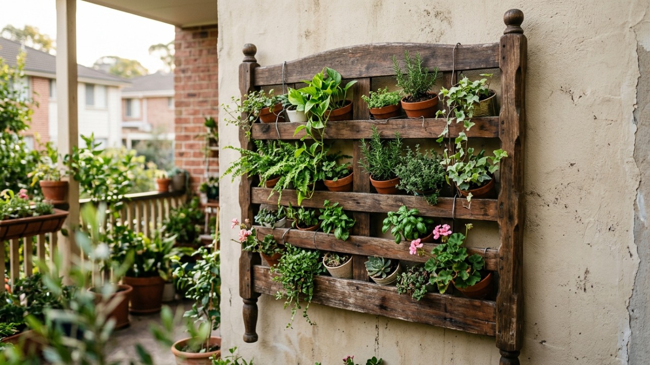 Estrado de cama descartado vira painel para plantas com invenção que transforma uma parede vazia em jardim