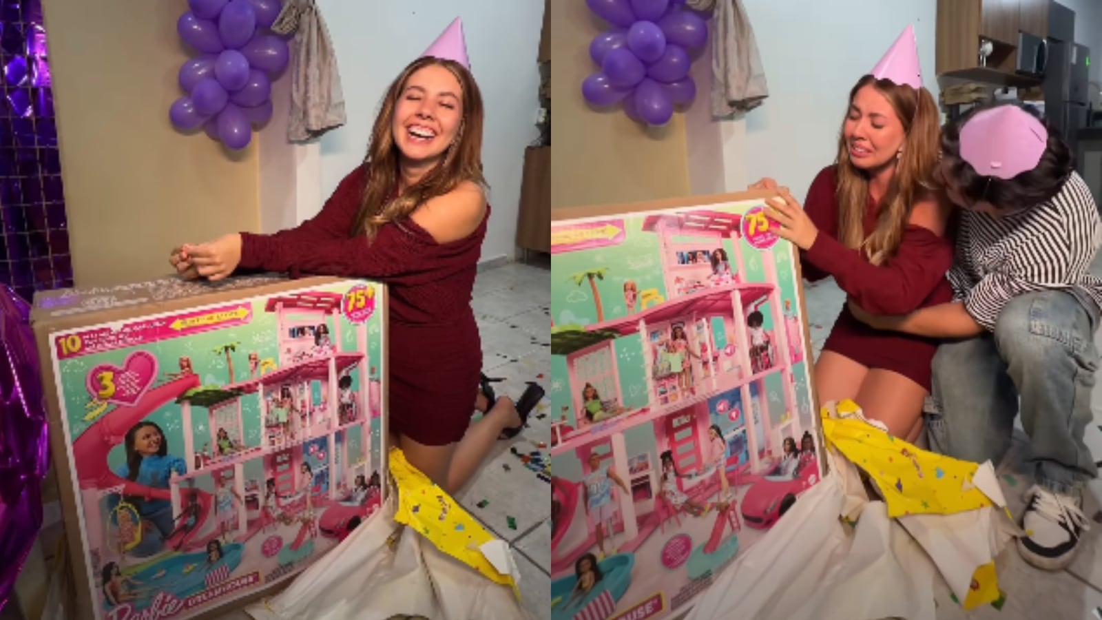 Influenciadora Carla Evellyn ganhou presente do namorado e relembrou a infância Montagem - Reprodução/Instagram/@icarlaevellyn