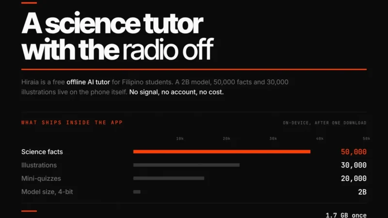 Offline ai tutor card for Hiraia, a free offline science tutor for Filipino students