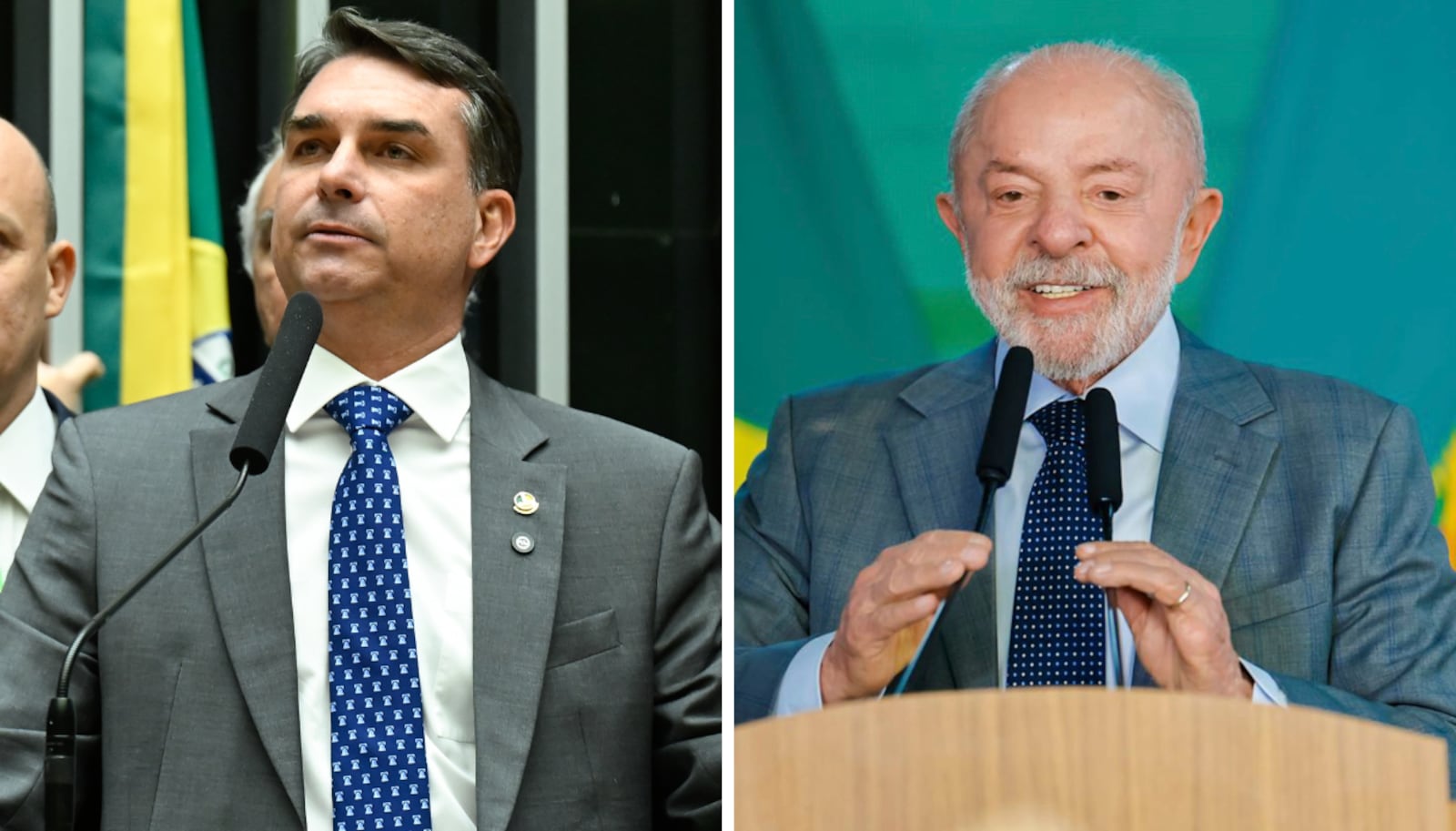 Lula soma 39% da preferência no 1º turno, enquanto Flávio chega a 35%, indica Real Time Big Data Montagem/Andressa Anholete/Agência Senado - 21.09.2026 e Ricardo Stuckert/Divulgação -14.09.26