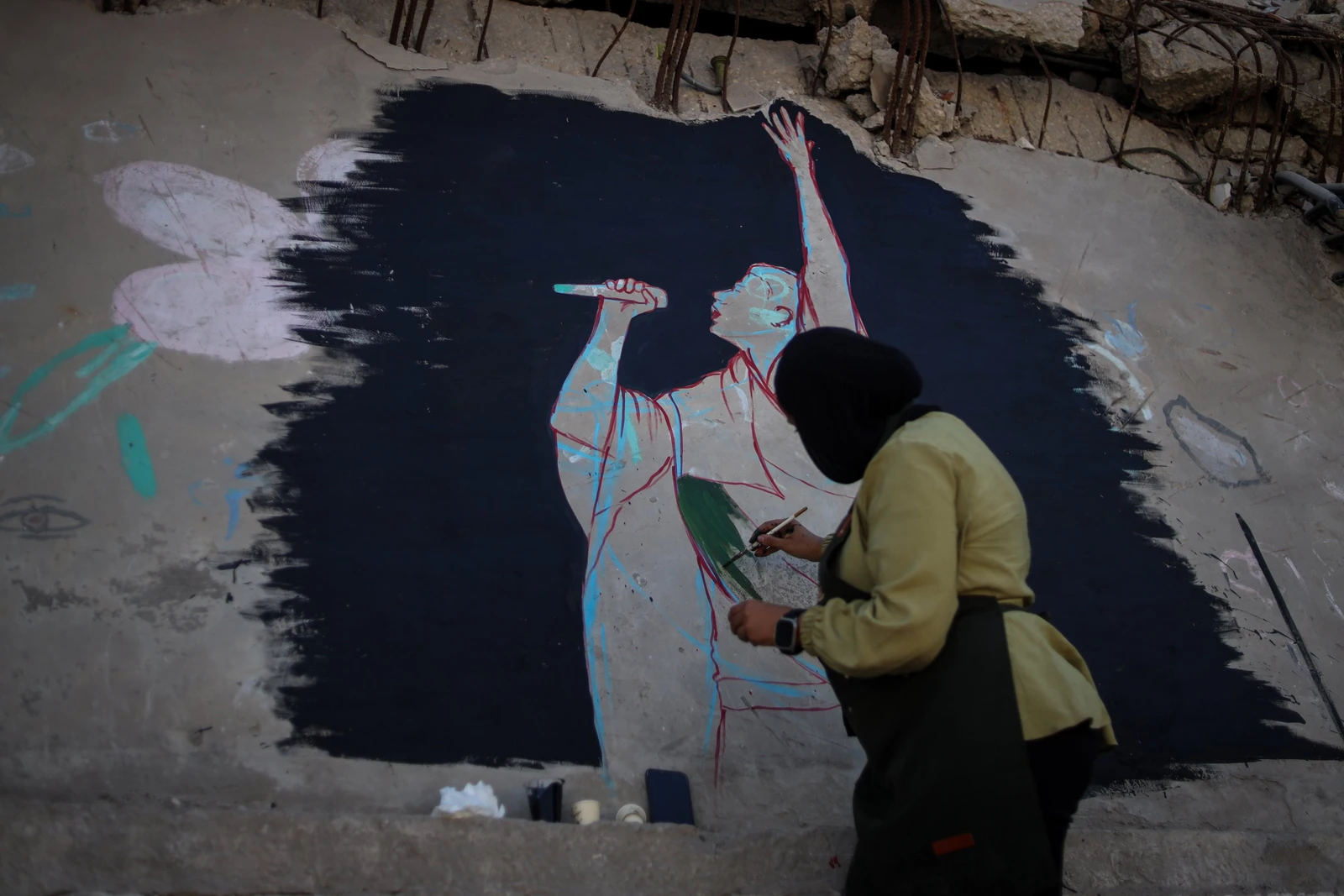 Mural do rapper Macklemore pintado em Gaza após o escândo da turnê de Sheeran