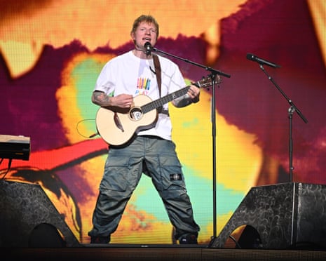 Ed Sheeran performing at the O2 Arena in London on 6 December 2025.