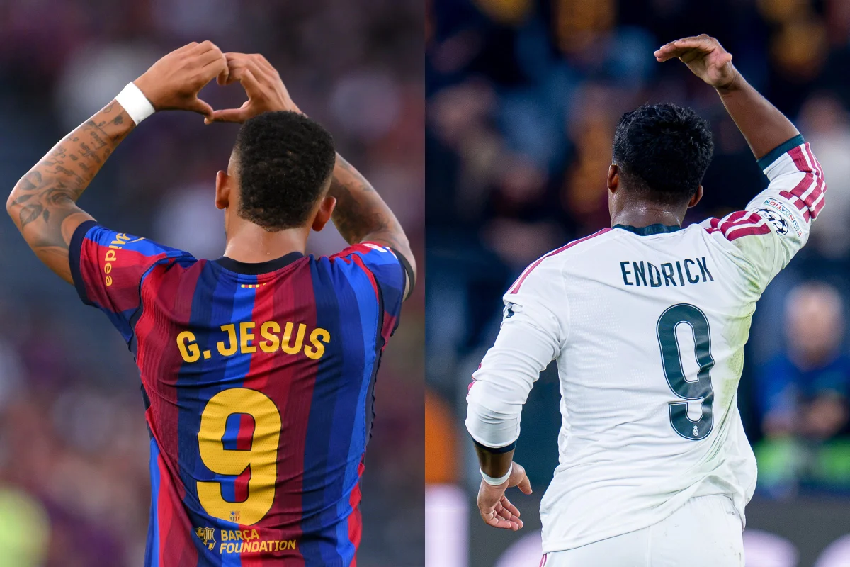 Foto colorida de Endrick e Gabriel Jesus - Metrópoles