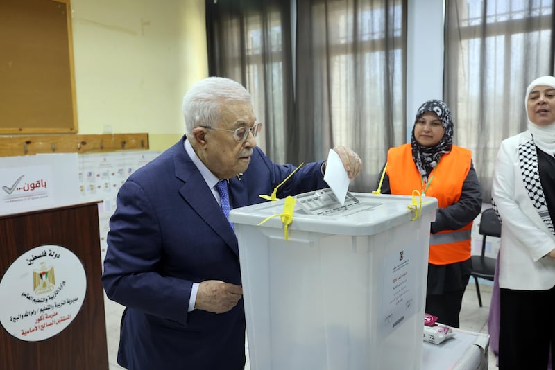 Mahmoud Abbas casts his vote in local elections in Ramallah in April. Getty Images