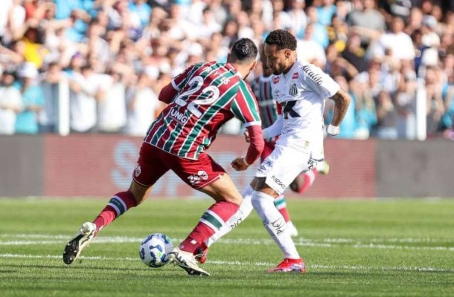 Na &uacute;ltima vez que entrou em campo. Neymar fez dois gols contra o Flamengo &ndash;