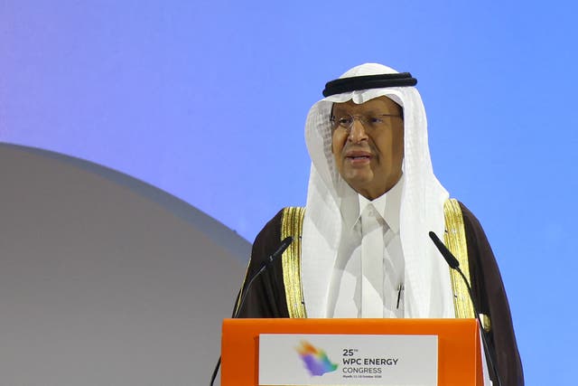 Saudi minister of energy Abdulaziz bin Salman al-Saud addresses the 25th World Petroleum Council Energy Congress in Riyadh on 12 October 2026