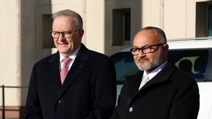 Tufala Prime Minister Anthony Albanese and Prime Minister Matthew Wale long Canberra (SIG Media)